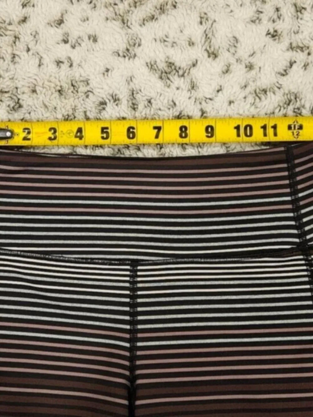Athleta SZ S Striped Athleisure Mid Rise CHATURANGA Workout Leggings No Pockets